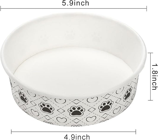 40Pcs Disposable Pets Bowls, 16 oz Paper Dog Food Bowl, Cute Foot Print Design Travel Cat Feeding Bowl for Small Dog Puppy Dry and Wet Food or Water