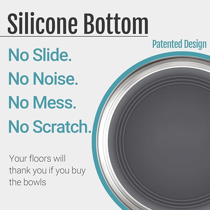 Nonslip Stainless Steel Dog Cat Bowls, 2  Cup, 2 Count